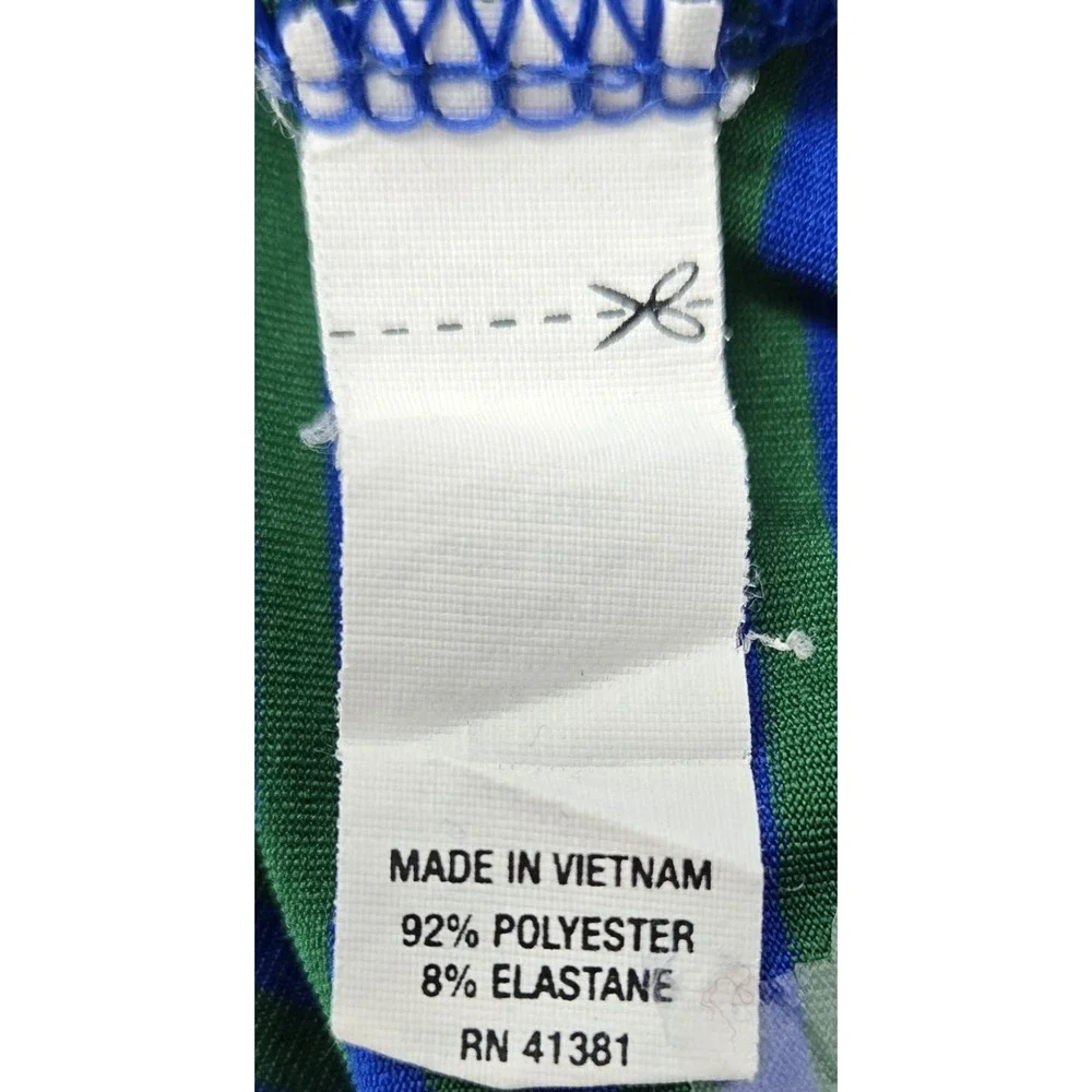 Ralph Lauren RXL Polo‎ Shirt Mens 2XL Golf Blue/Green Striped Casual Preppy